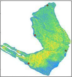 Normalized seismic amplitude anomaly map of the Marlim reservoir top - Built with Isatis