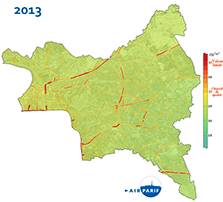 Example of index map produced with Isatis on a daily basis - Courtesy Airparif