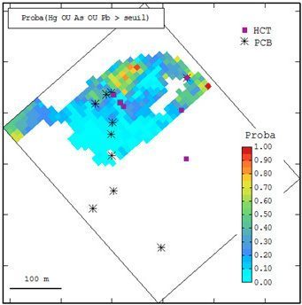 Probability map of exceeding a given contamination level