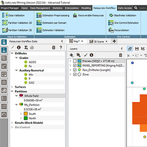 Isatis.neo Resources, a preconfigured workflow for mineral resource estimation workflow -