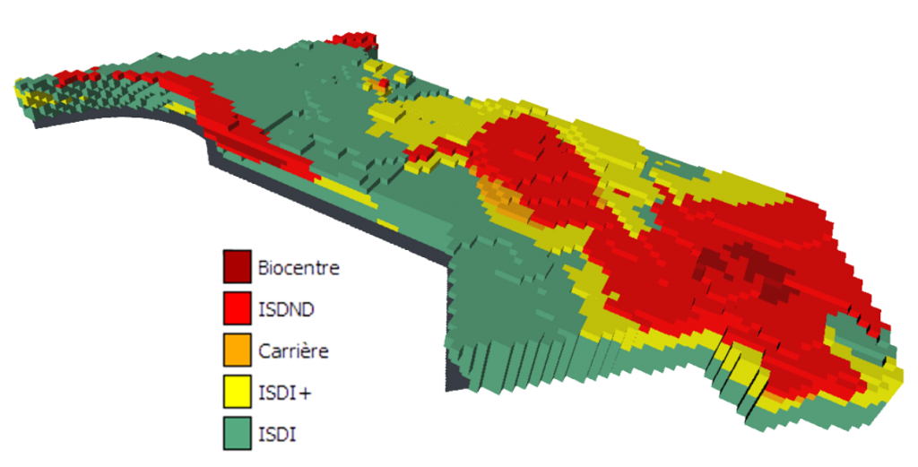 Distribution of soils across the different disposal routes over the entire site.